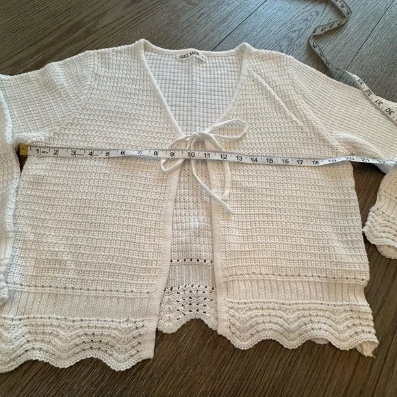 Grace Karin White Knit Cardigan with Tie-Front - Picture 3 of 5